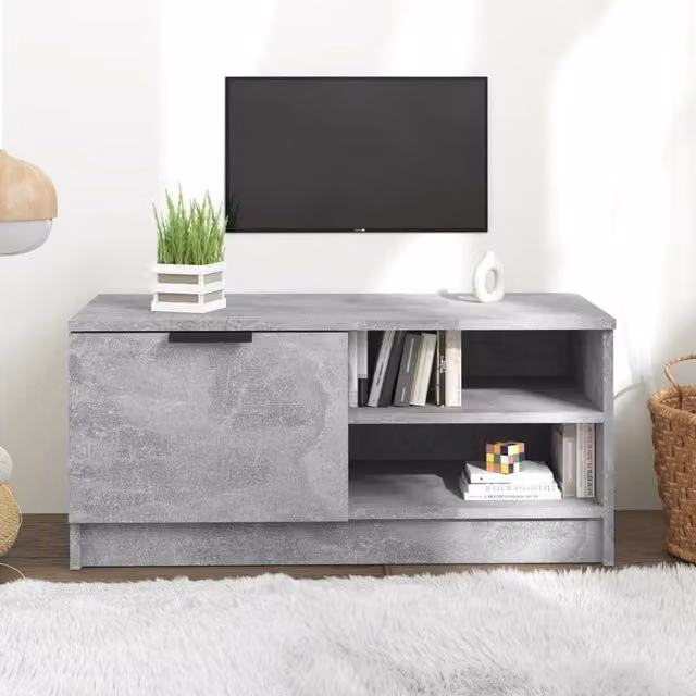 Berkfield Home Modern TV Cabinet in Concrete Grey, W/D/H: 80 x 35 x 36.5 cm – 1
