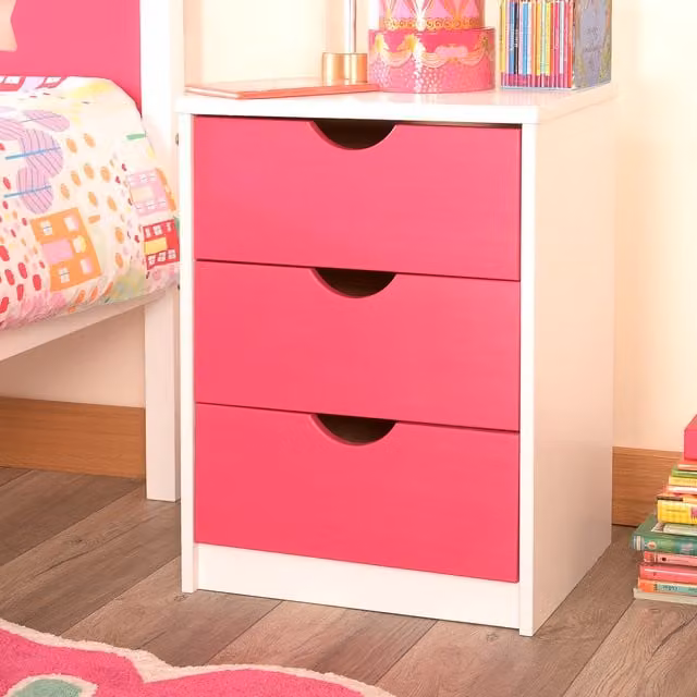 Comfy Living Childrens Wooden Star Bed Side Table in Pink