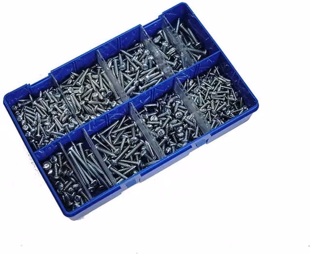 Kitmaster Pozidriv AB Self Tapping Screw Kit in Silver Galvanised Metal