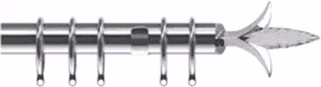 New Edge Blinds Silver Metal Curtain Pole Set with Fleur de Lys Finials, Width: 60 cm