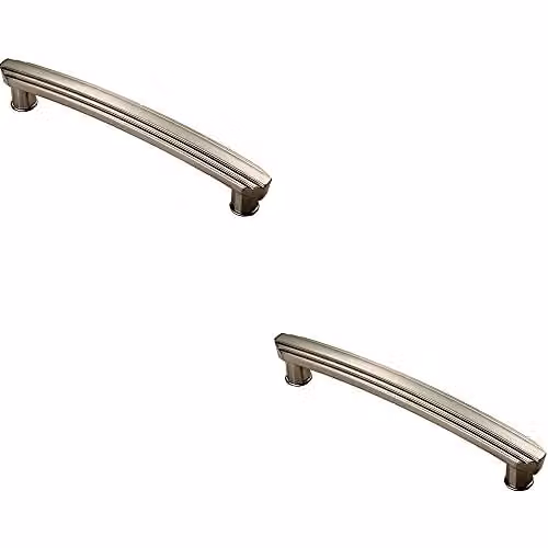 Loops 2 Pack Ridge Design Curved Cabinet Pull Handles in Brushed Silver, 160mm Fixing Centres