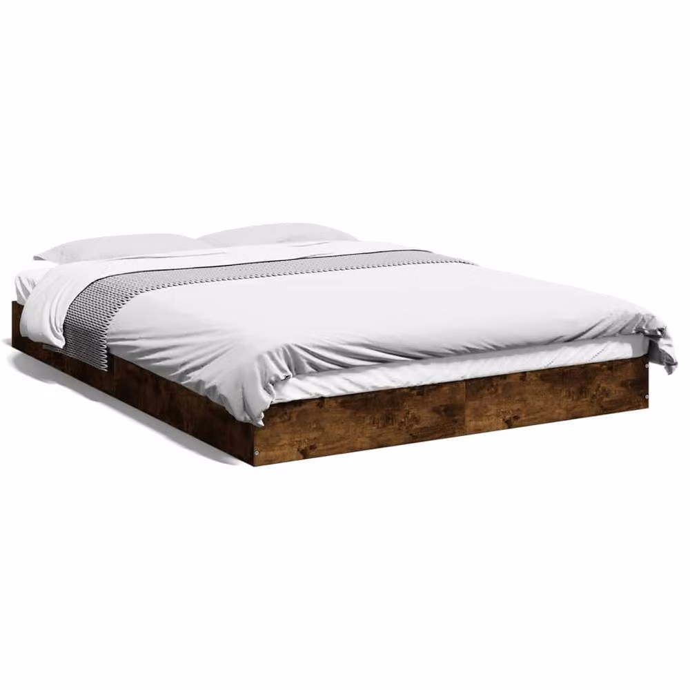 Berkfield Home Modern Bed Frame in Smoked Oak Brown, W/D/H: 140 x 200 x 143 cm – 3