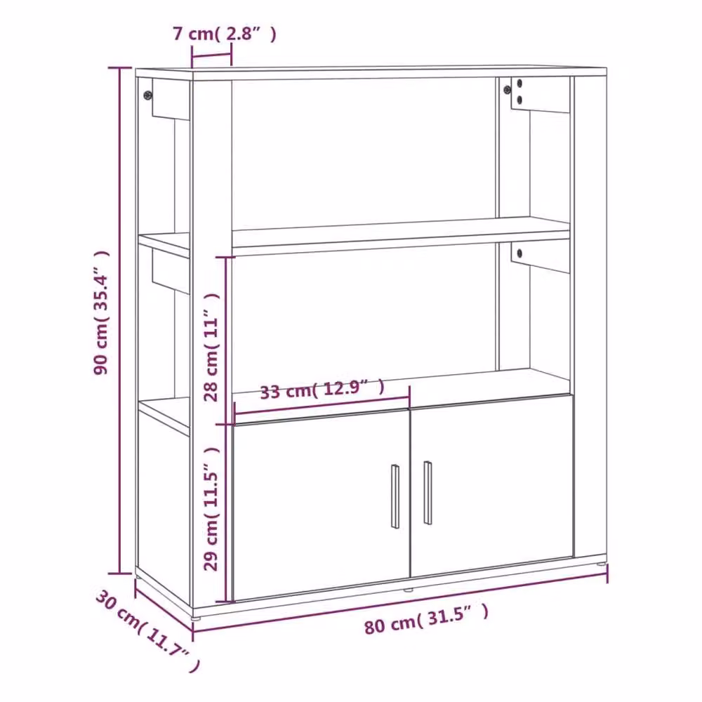 Berkfield Home Concrete Grey Sideboard in MDF, W/D/H: 80 x 30 x 90 cm – 2