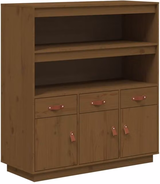 Berkfield Home Rustic Solid Wood Pine Highboard in Brown, W/D/H: 100 x 40 x 108.5 cm – 1