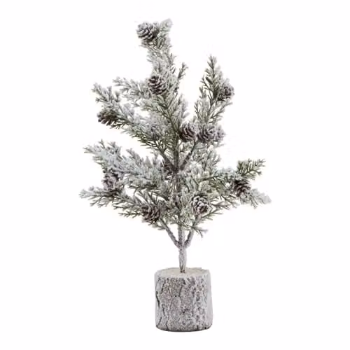 Hill Interiors Snowy Fir Christmas Tree Decoration with Pinecones in Brown, White and Green