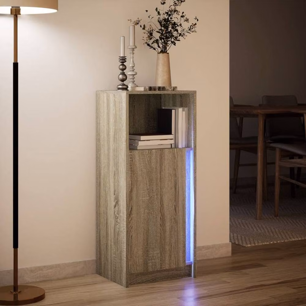 Berkfield Home Modern Sonoma Oak Sideboard with Integrated LED Lighting in Brown, W/D/H: 42.5 x 34 x 100 cm – 2