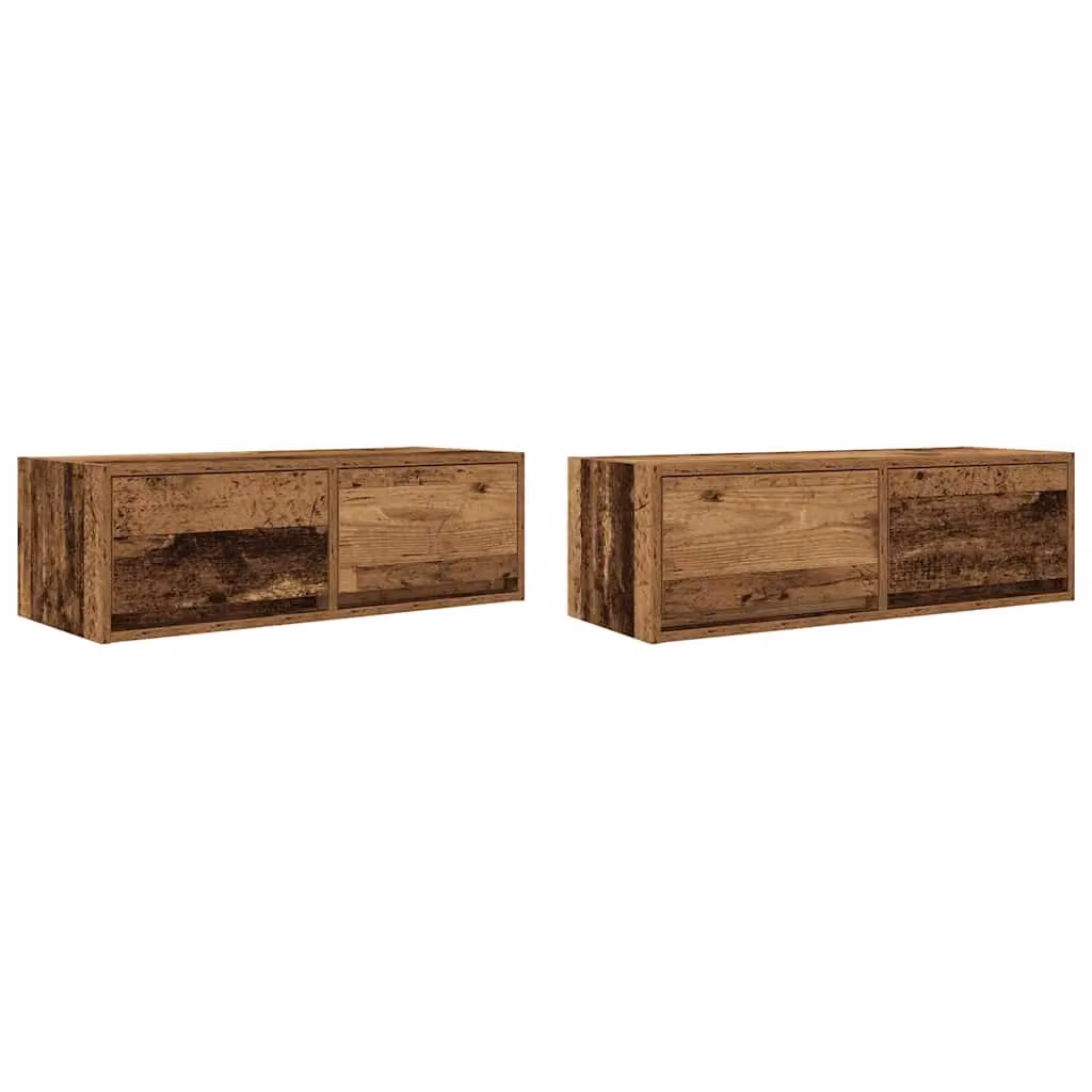 Berkfield Home Set of 2 Rustic Brown Engineered Wood TV Cabinets, W: 80 cm, D: 31 cm, H: 25.5 cm – 2