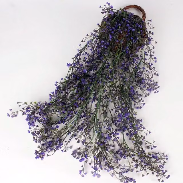 Livingandhome Artificial Purple Hanging Vine Plant with Flowers and Leaves