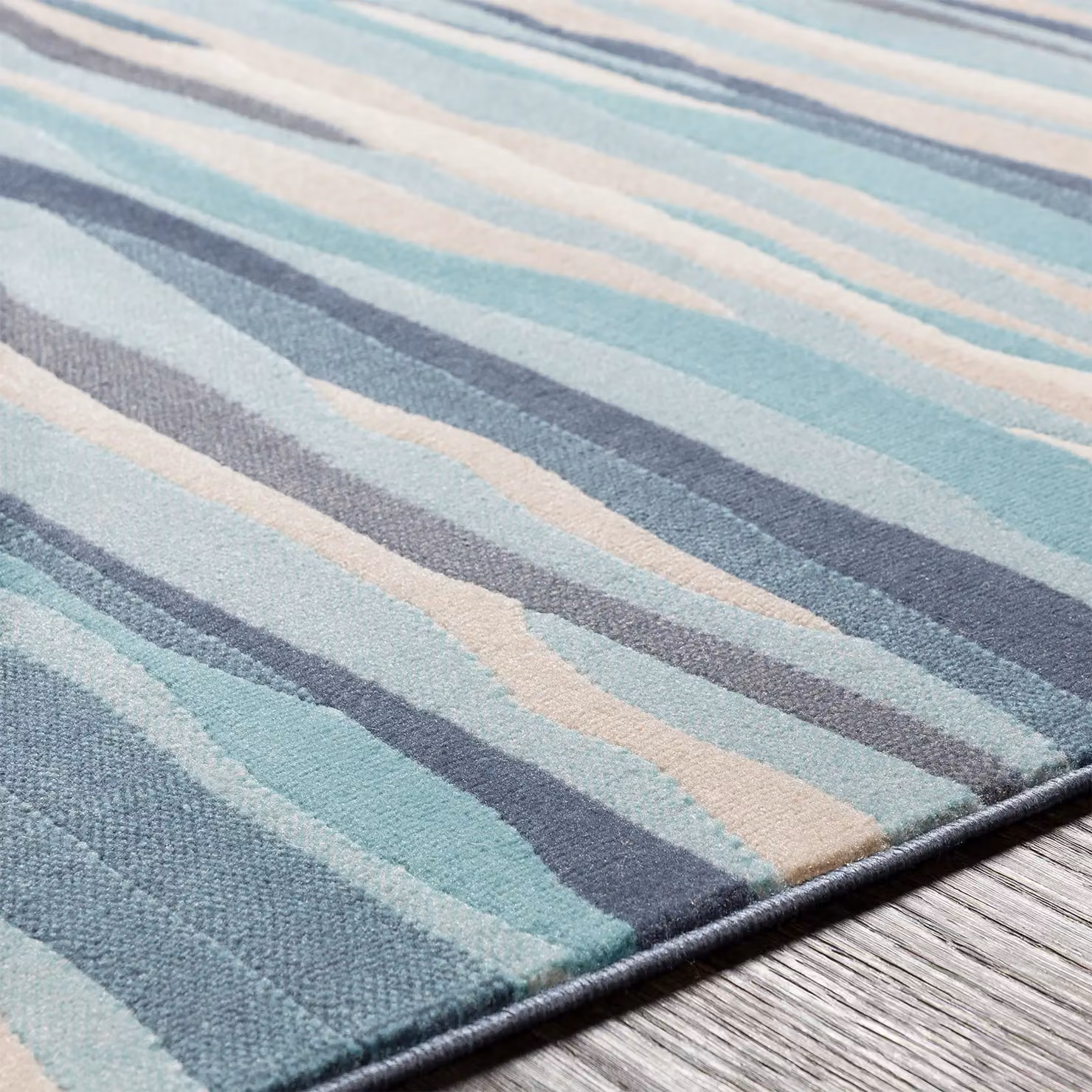 Livabliss Modern Wave Rectangular Rug in Blue, Beige and Grey, W: 160 cm, D: 220 cm – 3