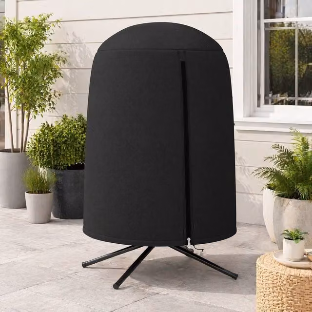 STILVORA Black Water-Repellent Hanging Egg Chair Cover with Oxford Fabric and Zip, W/D/H: 172 x 128 x 128 cm