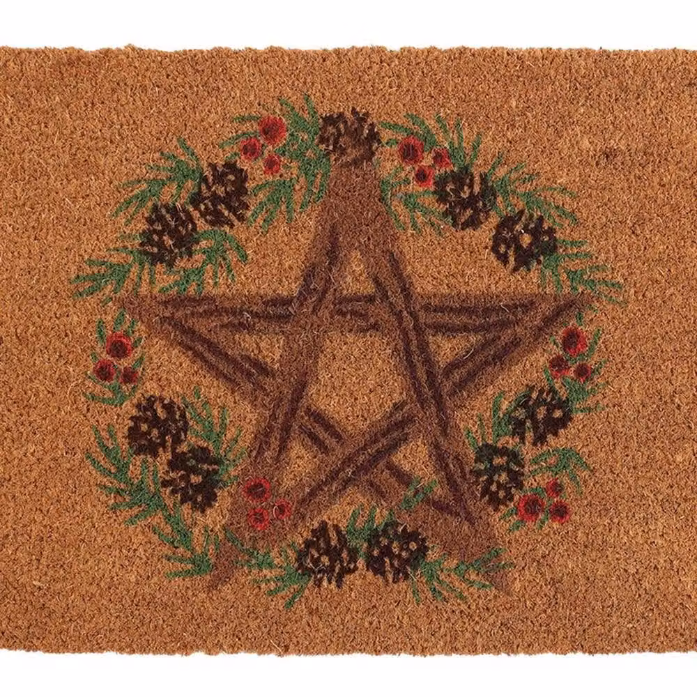 Uniqueful Natural Winter Solstice Pentagram Coir Doormat, Brown, W: 260 cm, D: 40 cm – 2