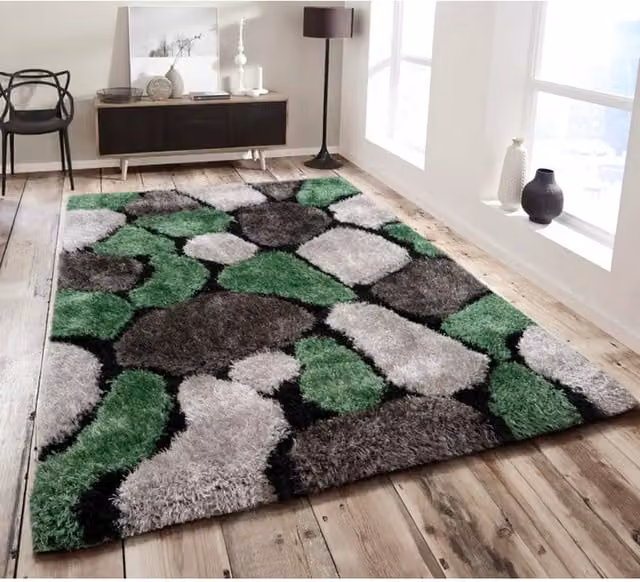 Home Republic Pebbles Emerald Rug, Green and Multicolour, W: 160 cm, L: 230 cm