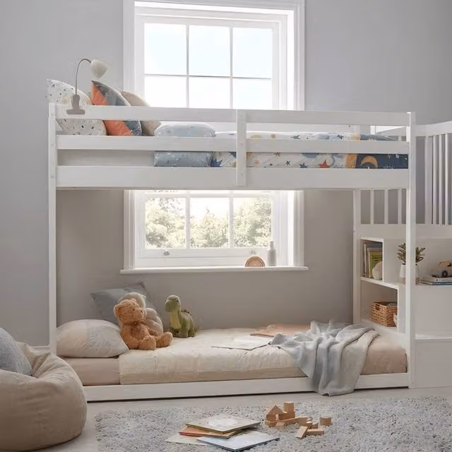 Nöa and Nani Nia Single Bunk Bed with Storage Staircase in White – 1