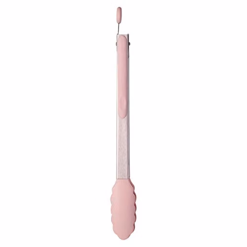 Orsina Stainless Steel Tongs with Red Silicone Tips in Pink