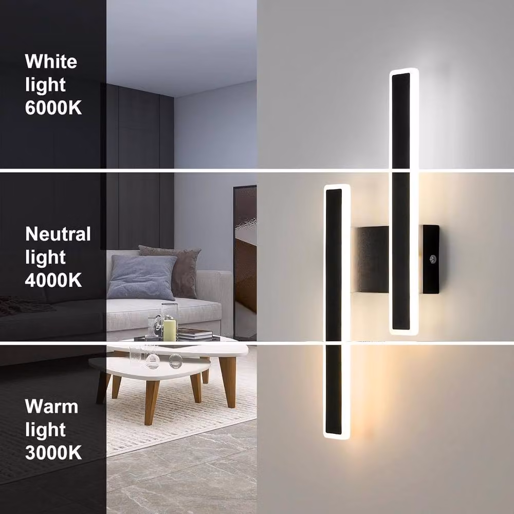 Goeco Black LED Wall Light with 3 Colour Temperatures and Touch Control – 2