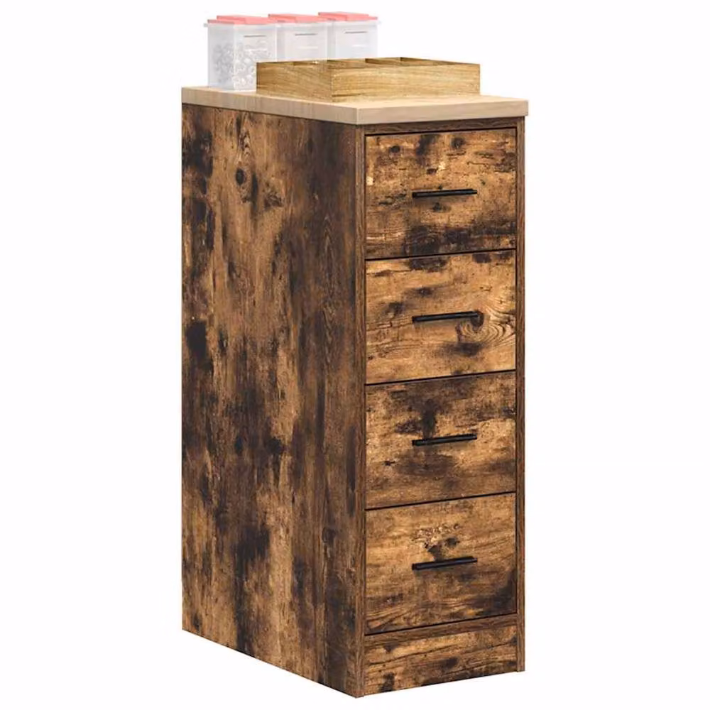 Berkfield Home Garage Storage Cabinet in Smoked Oak Brown, Solid Wood Pine, W/D/H: 30 x 51 x 85 cm – 4