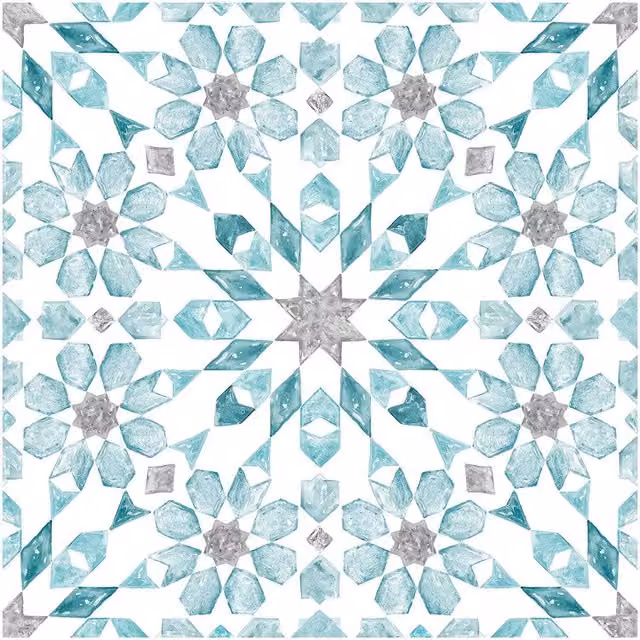 Floor Pops Pack of 10 Moroccan Tile Look Self Adhesive Vinyl Floor Tiles in Blue and White