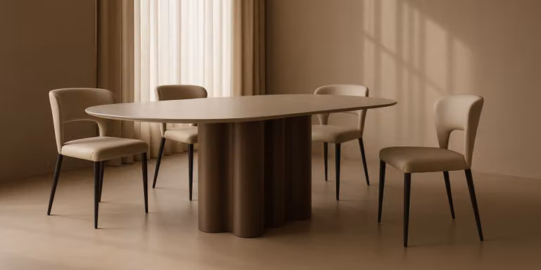Tommy Franks Moon Round Ceramic Dining Table in Brown and Beige, Diameter: 200 cm