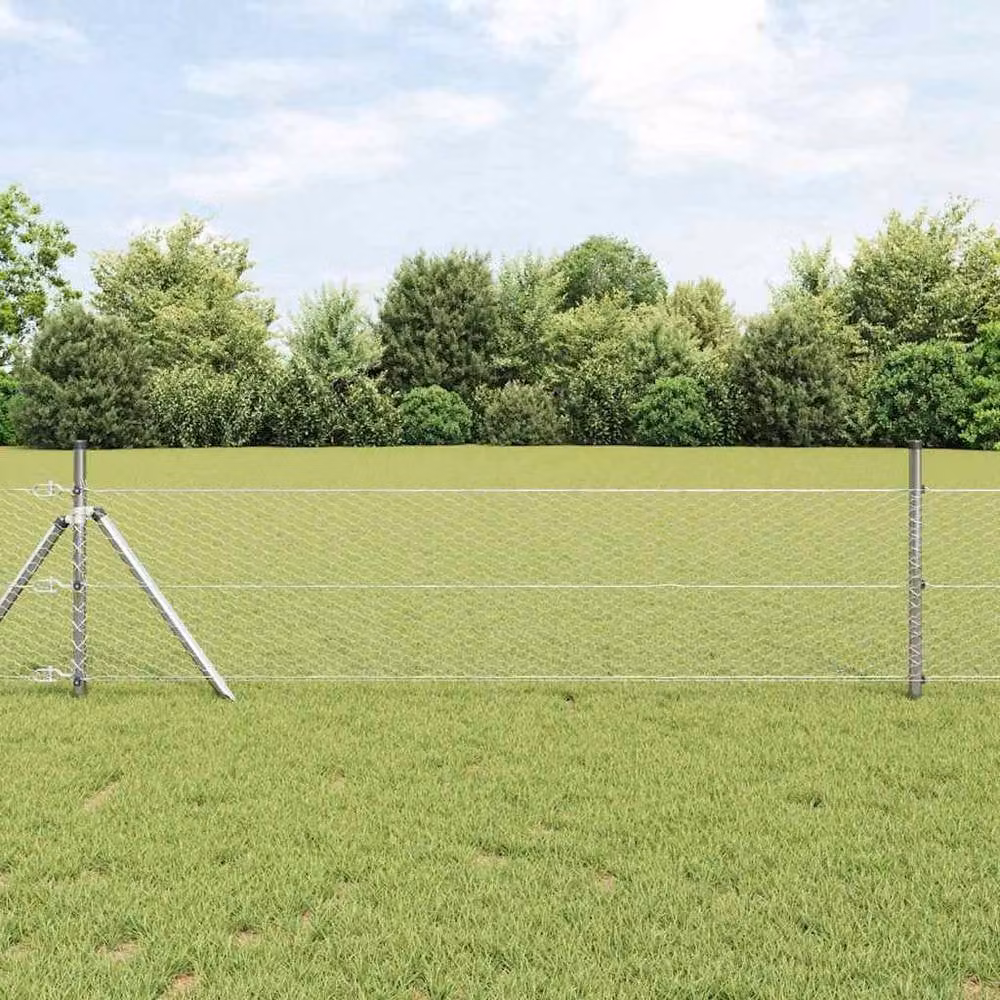 Berkfield Home Hexagon Fence in Silver Galvanised Steel, H: 0.8 m, L: 50 m – 1