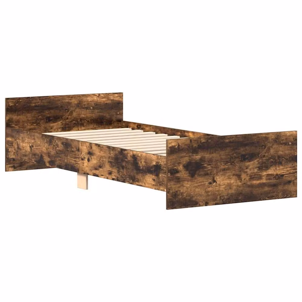 Berkfield Home Small Single Bed Frame in Smoked Oak Brown, Engineered Wood, W/D/H: 75 x 190 x 40 cm – 3