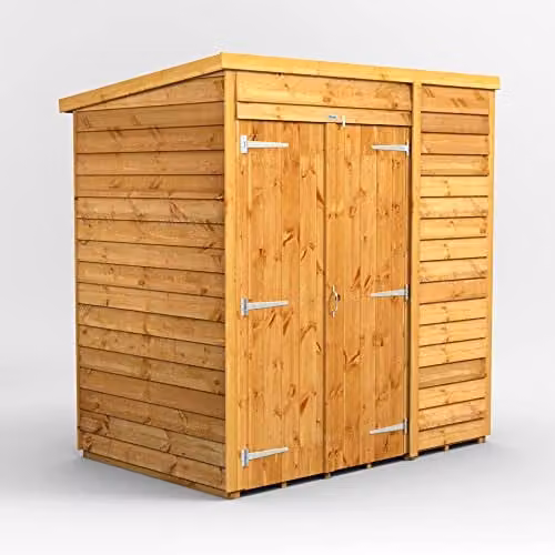 Powersheds Premium Pent Overlap Wooden Shed with Double Doors in Brown, W/D/H: 202.8 x 192.58 x 130.8 cm – 1