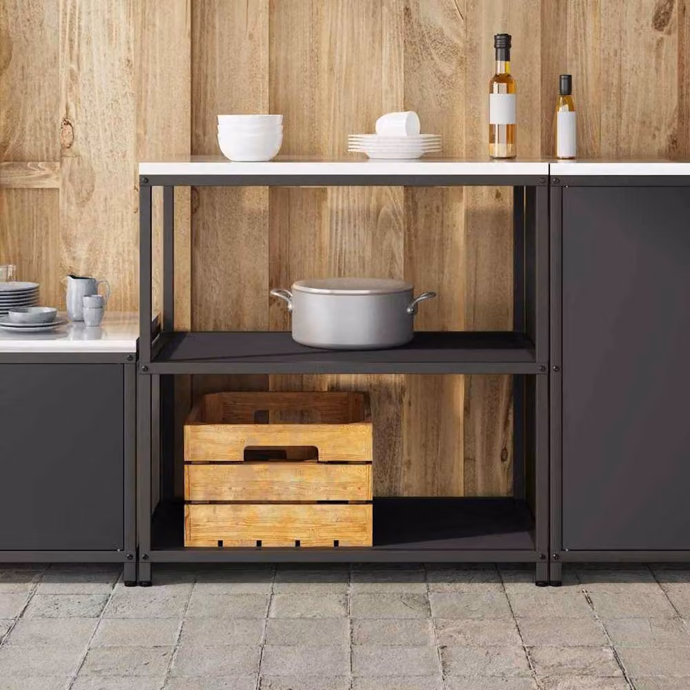 Berkfield Home Black Matt Steel Kitchen Storage Shelf – 4
