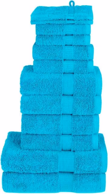 Berkfield Home SOLUND 12 Piece Premium Cotton Terry Towel Set in Turquoise Blue, 600 gsm