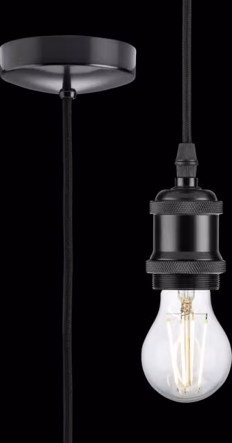 Netlighting Vintage E27 Suspended Pendant Light Set, Black, Height Adjustable: 180 cm – 2