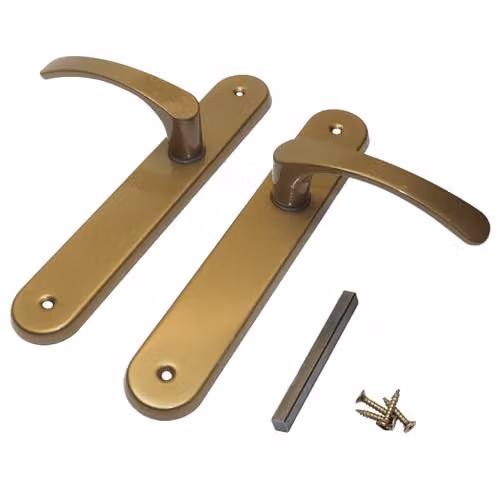 Sola Modern Gold Interior Door Handle Set with Sleek Lever Design and Backplate
