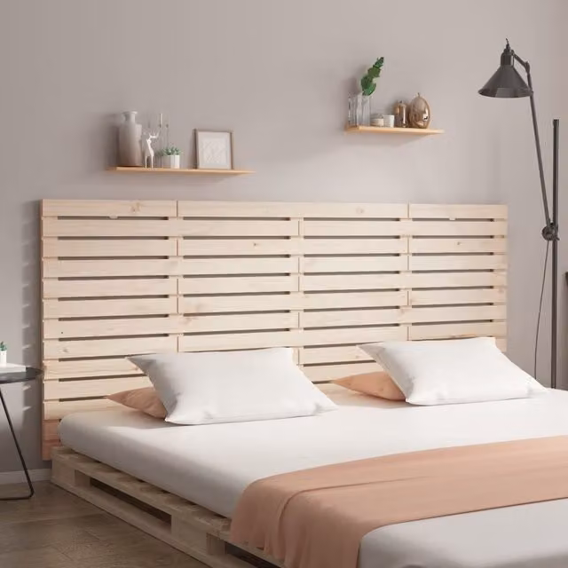 Berkfield Home Rustic Solid Wood Pine Wall Headboard, Brown, W: 166 cm, D: 3 cm, H: 91.5 cm – 1