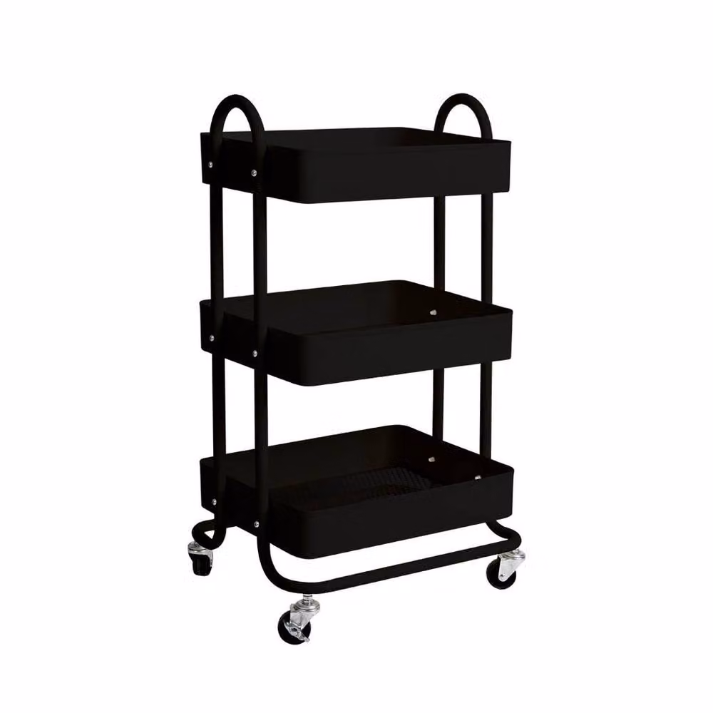 EONLION 3-Tier Metal Kitchen Trolley Cart and Storage Rack Organiser in Black – 2