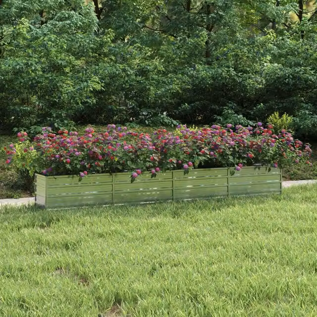 Berkfield Home Garden Galvanised Steel Raised Bed in Silver, W: 320 cm, D: 40 cm, H: 45 cm – 1