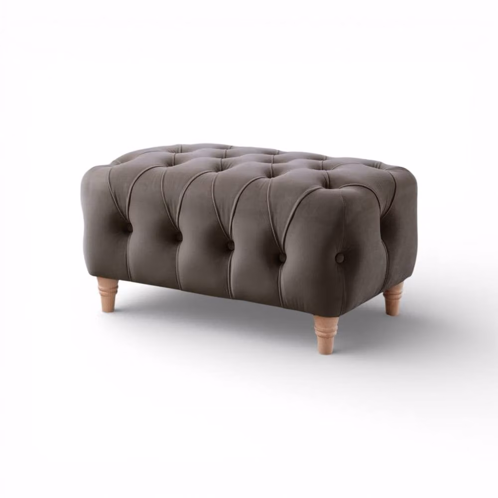The Great Sofa Company Kensington Grey Velvet Chesterfield Footstool – 2