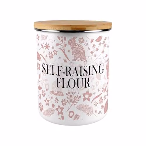 Purely Home Pink Rabbits Self-Raising Flour Canister, 2.7 l Enamel Kitchen Storage Tin – 1