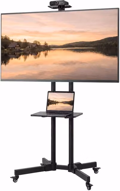 HOMCOM Mobile TV Stand on Wheels for 32-75 Inch Screens, Height Adjustable, Black
