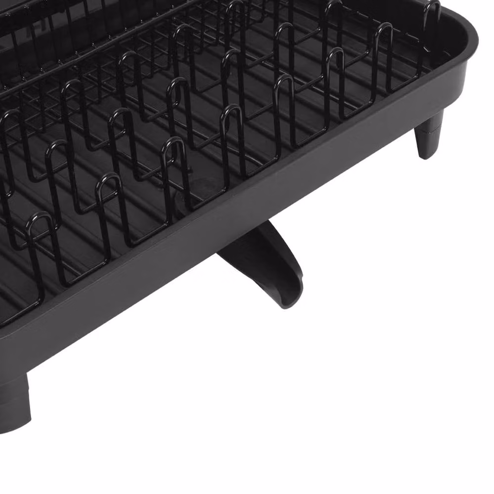 Garden Sanctuary Kitchen Dish Drainer Rack with Retractable Drip Tray and Glass Details in Black – 4