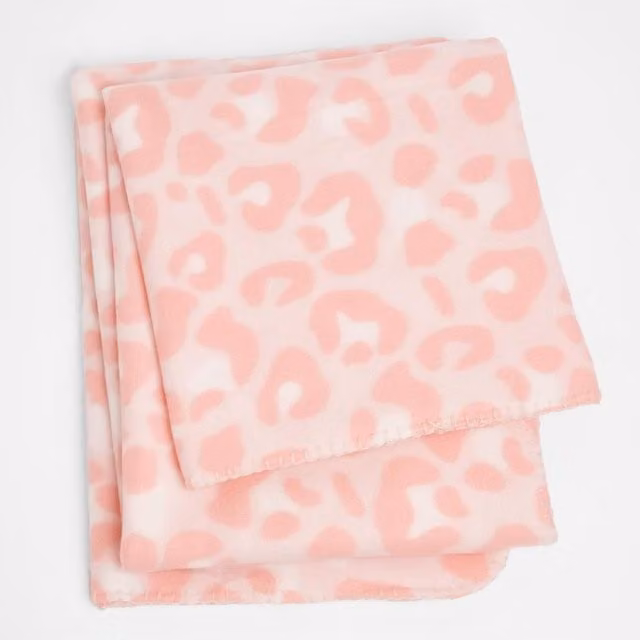Dreamscene Leopard Print Pink Fleece Throw Blanket, W: 120 cm, L: 150 cm