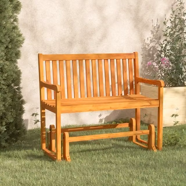 Berkfield Home Classic Garden Swing Bench in Brown Solid Oiled Acacia Wood, Width: 110 cm – 1