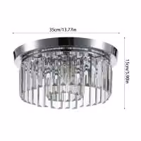 Living and Home Crystal Column Flush Mount Ceiling Light with Chrome Frame in Silver and Transparent – 2