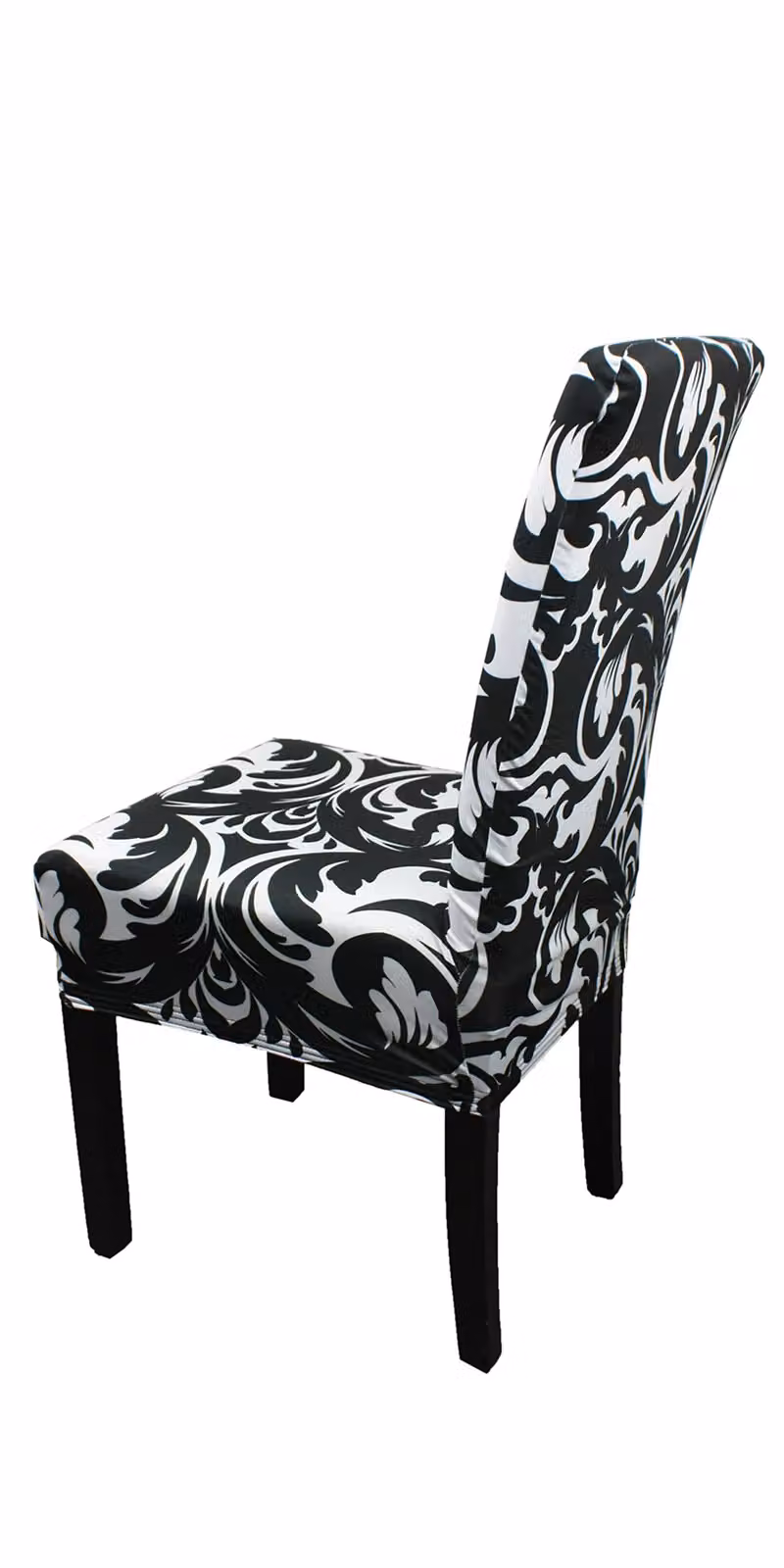 Neel Blue Abstract Zebra Dining Chair Cover in Black and Blue, Stretch Spandex Slipcover – 4