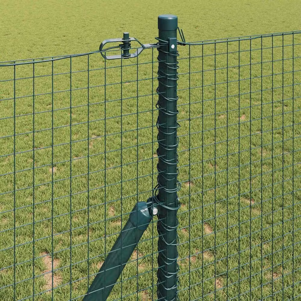 Berkfield Home Green Steel Welded Wire Fence with 7 Posts, W: 10 m, H: 1.4 m – 3