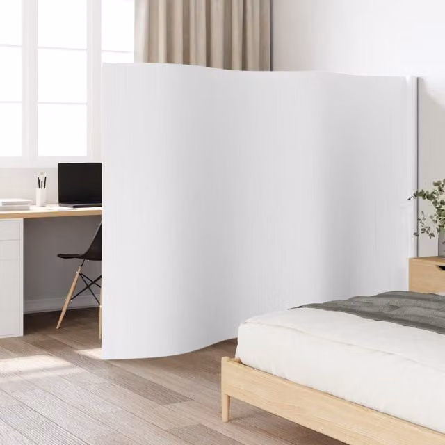 Berkfield Home White Bamboo Room Divider, H 165 cm x W 400 cm x D 40 cm