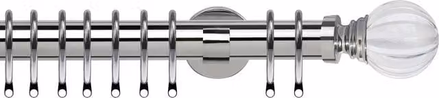 Terrys Segmented Ball 35mm IDC Metal Curtain Pole in Silver or Black
