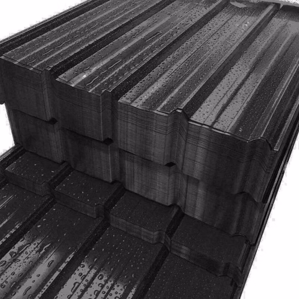 SPETLEK 48 Pack Black Corrugated Galvanised Steel Roof Sheets for Garage, Carport or Shed, W: 100 cm, L: 300 cm – 3