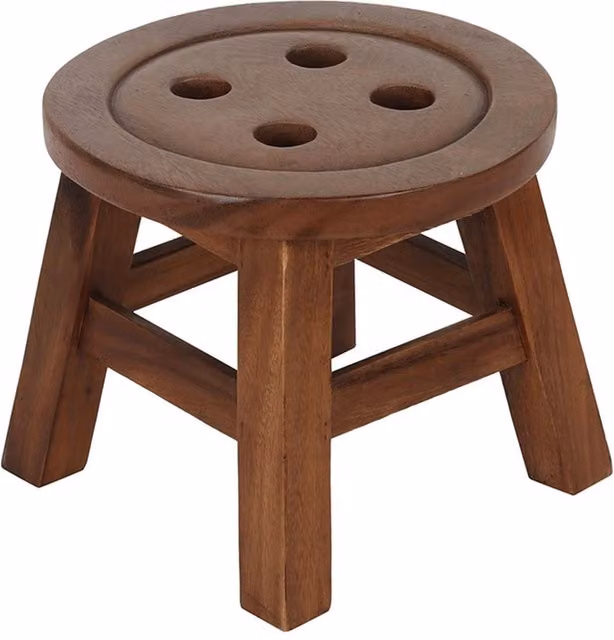 KDMK Children's Wooden Button Stool in Brown