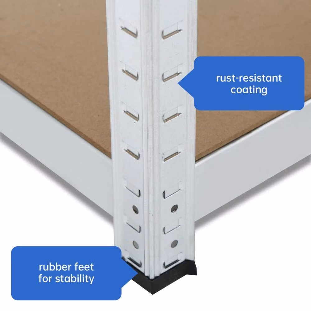 Kelvenix Silver Metal and MDF Freestanding Shelving Unit with Adjustable Shelves, H 180 x W 120 x D 45 cm – 3