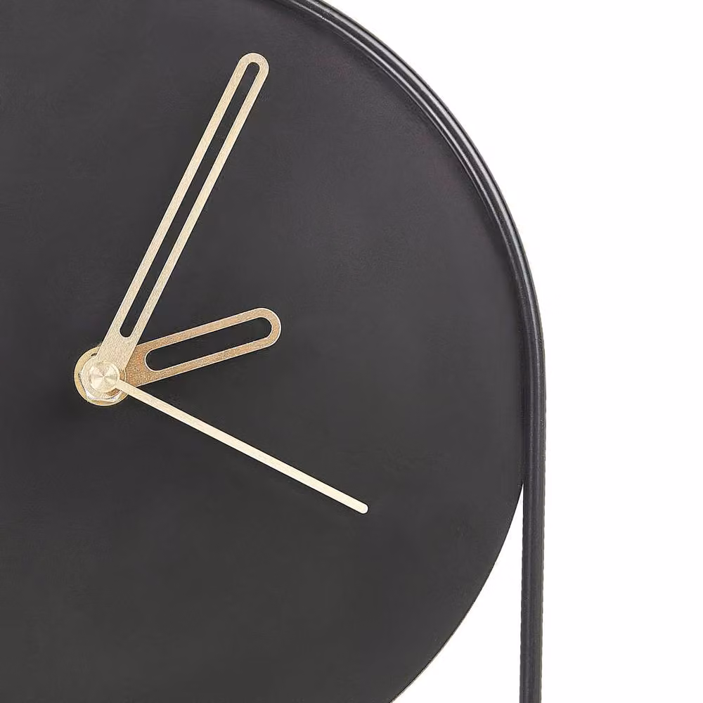Wyld and Coco Oval Analog Wall Clock in Black and Gold Metal with Pendulum, W/H: 62 x 20 cm – 2