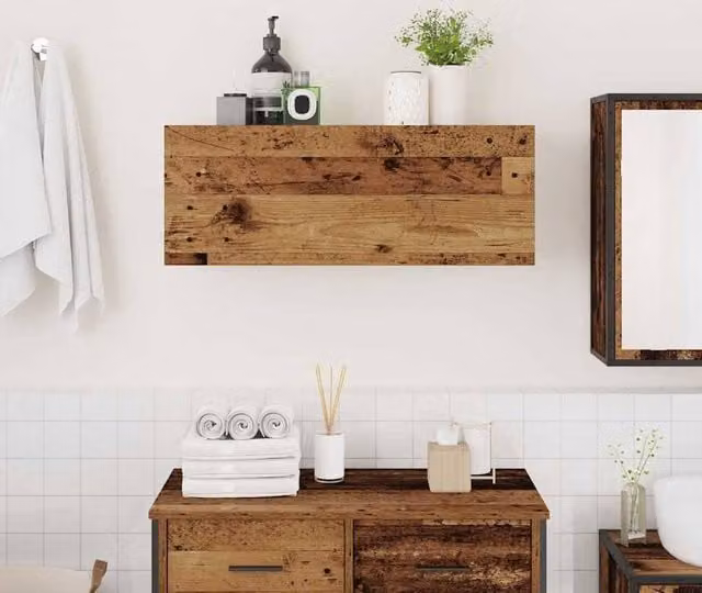 Berkfield Home Decorative Bathroom Wall Cabinet in Brown Old Wood, W/D/H: 80 x 25 x 30 cm – 1