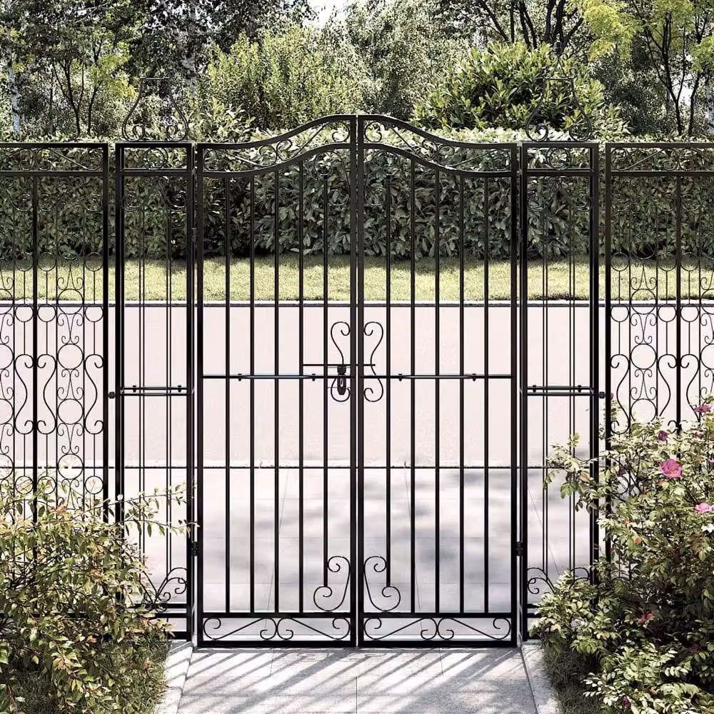 Berkfield Home Black Wrought Iron Swing Garden Gate, W/D/H: 121 x 8 x 150 cm – 2