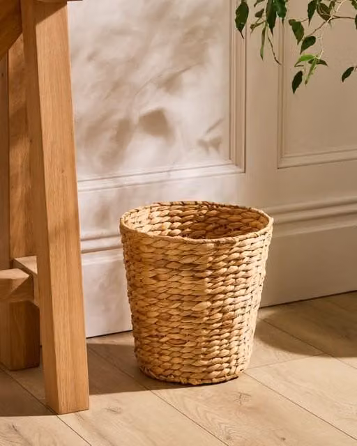 Dibor Traditional Style Wicker Paper Waste Basket in Natural Brown, H 28 cm x Dia. 28 cm – 1